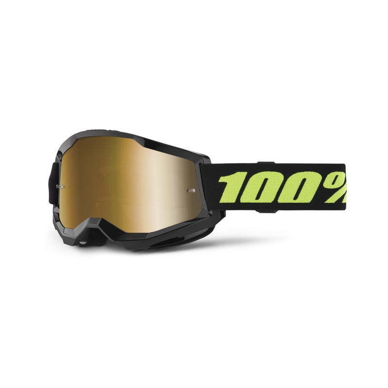 Motokroso akiniai 100% STRATA 2 New Solar black (gold plexi)