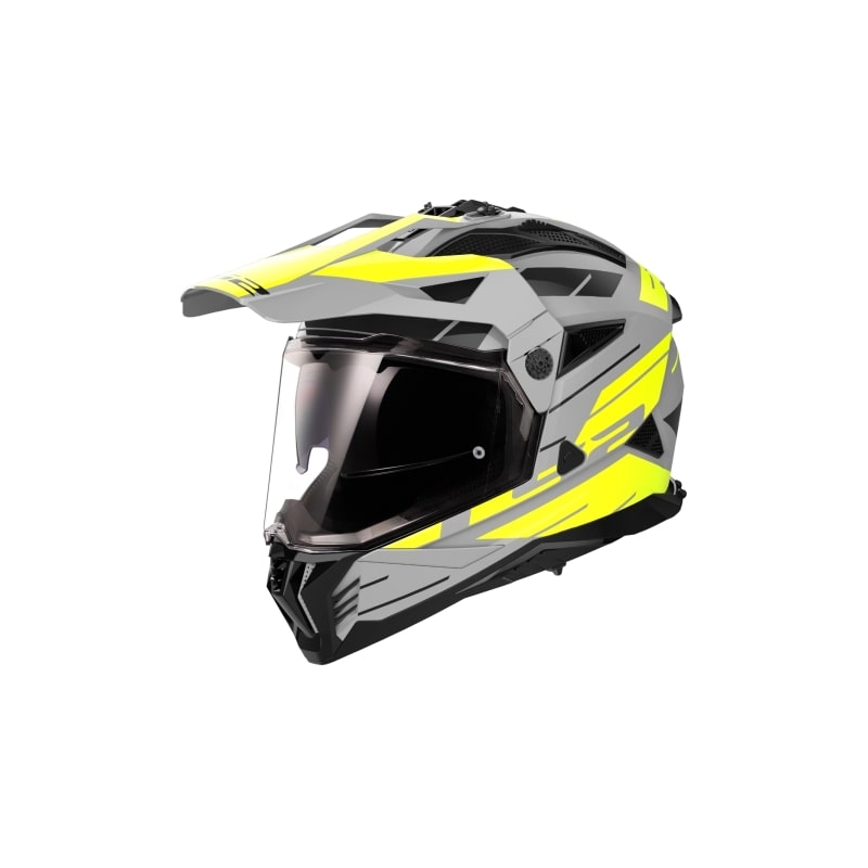 Enduro motociklininko šalmas LS2 MX702 PIONEER II NAMIB pilka-fluo geltona