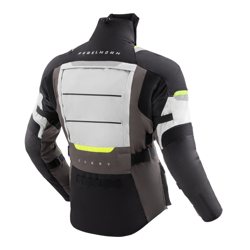 Rebelhorn Cubby V juoda-pilka-fluo geltona motociklininko striukė