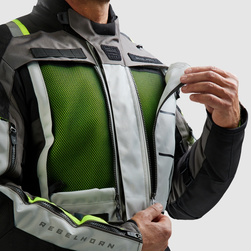Rebelhorn Cubby V juoda-pilka-fluo geltona motociklininko striukė