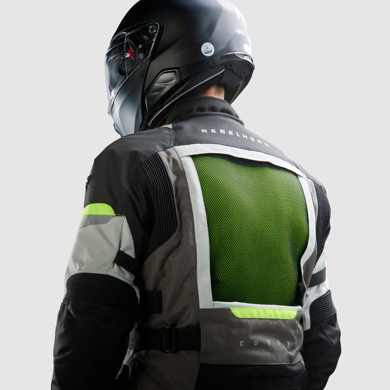Rebelhorn Cubby V juoda-pilka-fluo geltona motociklininko striukė