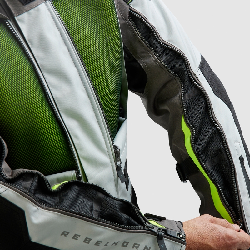 Rebelhorn Cubby V juoda-pilka-fluo geltona motociklininko striukė