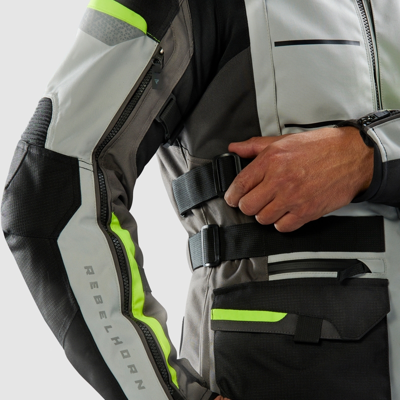 Rebelhorn Cubby V juoda-pilka-fluo geltona motociklininko striukė