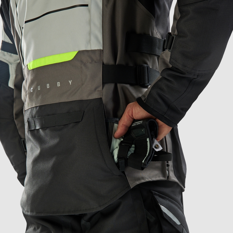 Rebelhorn Cubby V juoda-pilka-fluo geltona motociklininko striukė