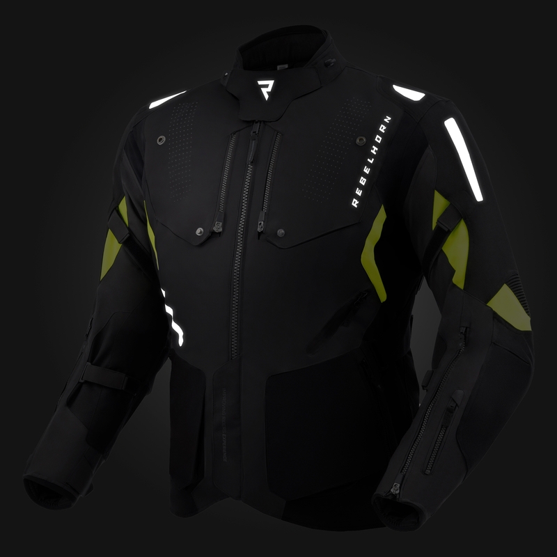 Motociklininko striukė Rebelhorn Hiker IV black-anthracite-fluo yellow