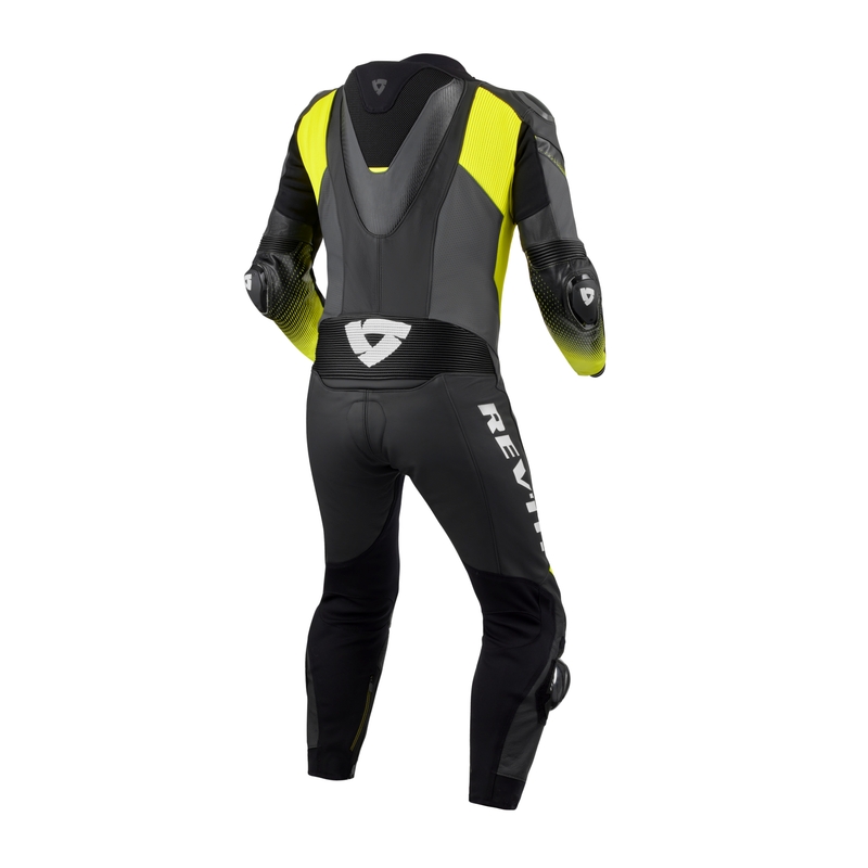 "Revit Control" juodas-fluo geltonas odinis motociklininko kombinezonas