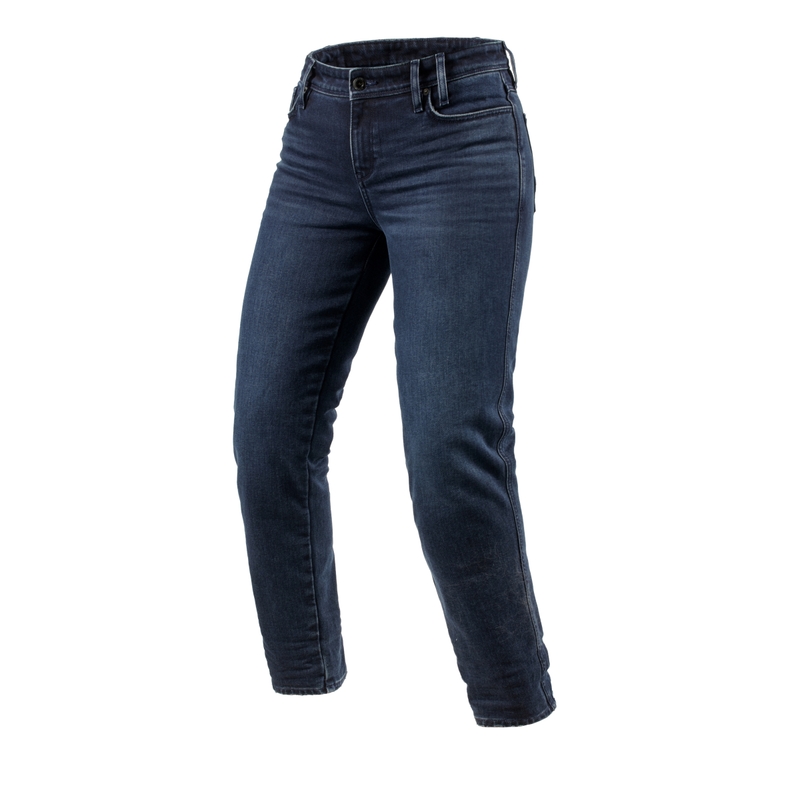 Moteriški trumpinti motociklininko džinsai Revit Violet BF wash blue-black