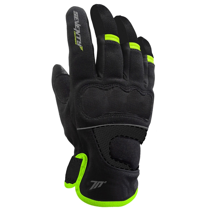 Moteriškos motociklininko pirštinės SEVENTY DEGREES SD-C45 black-fluo yellow