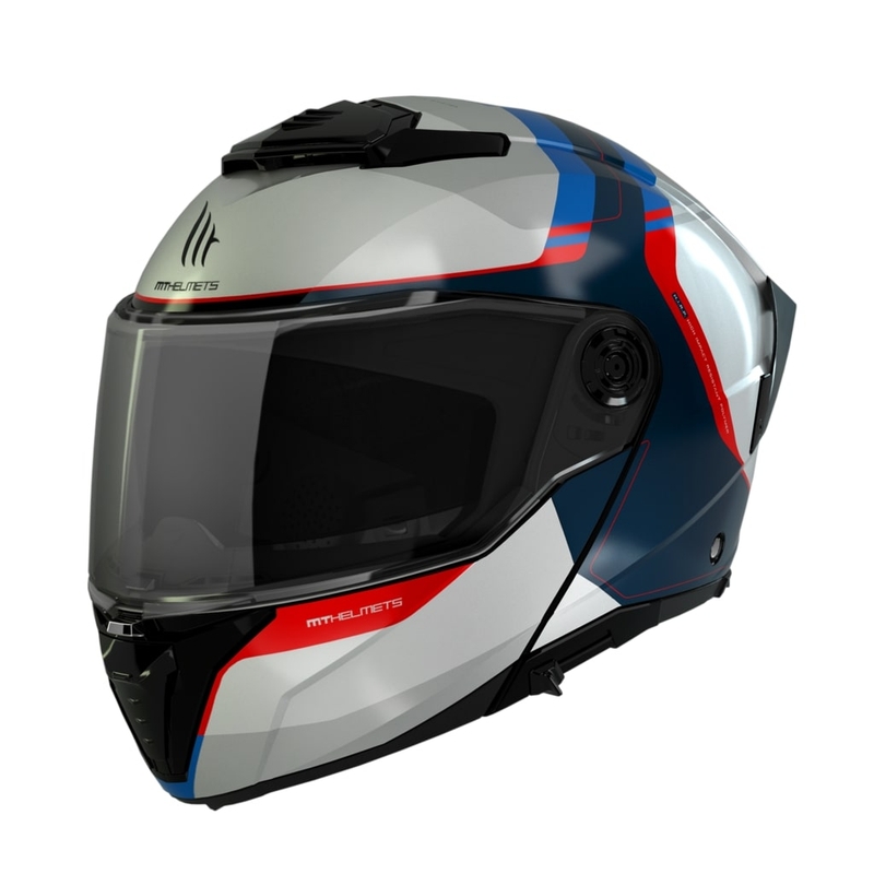 Motociklininko šalmas MT ATOM 2 SV EMALLA C7 baltai-mėlynai-raudonas