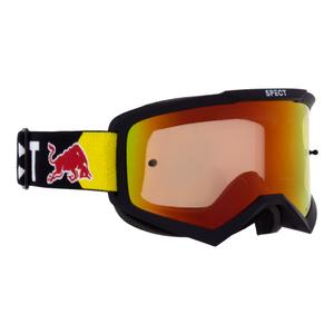 Motokroso akiniai Red Bull Spect EVAN juodi su raudonai geltonais lęšiais