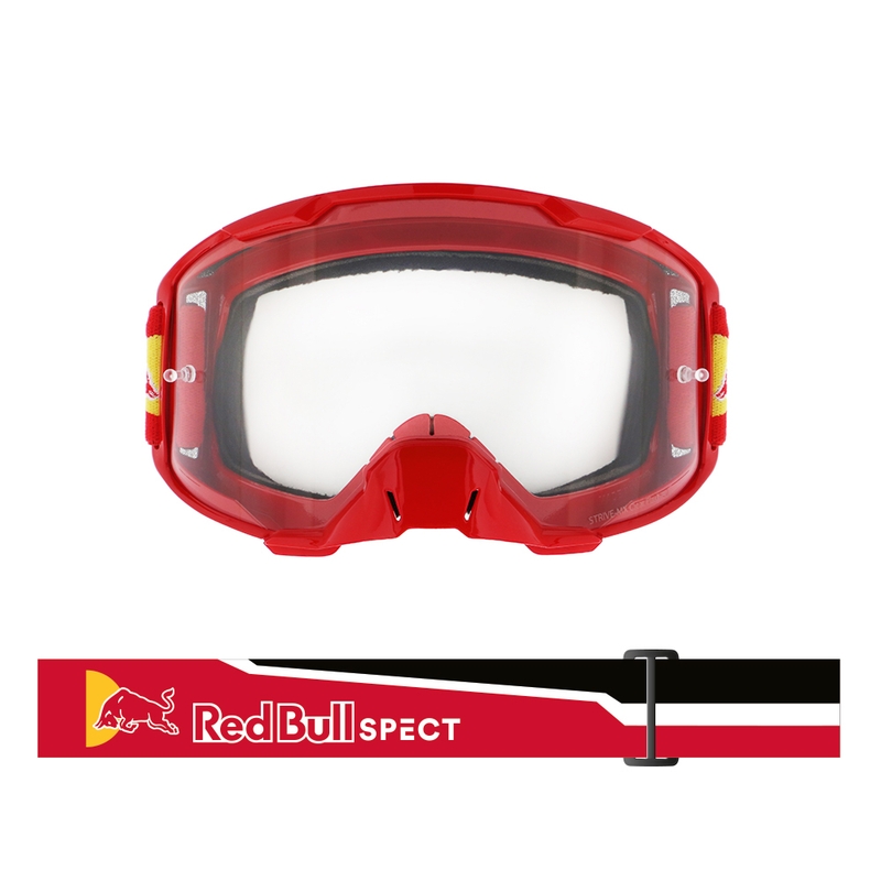 Motokroso akiniai Red Bull Spect STRIVE S raudoni su skaidriais lęšiais