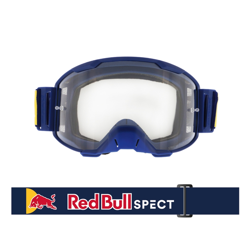 Motokroso akiniai Red Bull Spect STRIVE S tamsiai mėlyni su skaidriais lęšiais