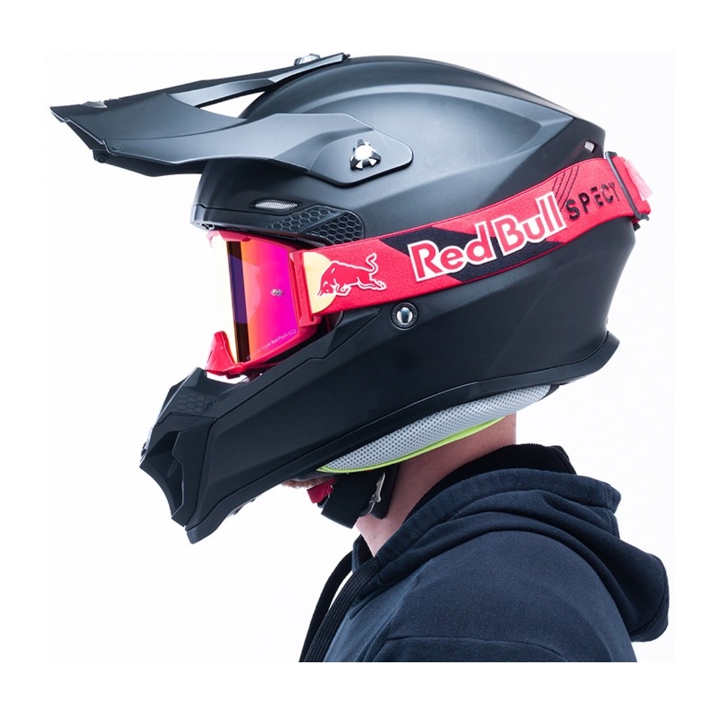 Motokroso akiniai Red Bull Spect STRIVE S raudoni su violetiniais lęšiais