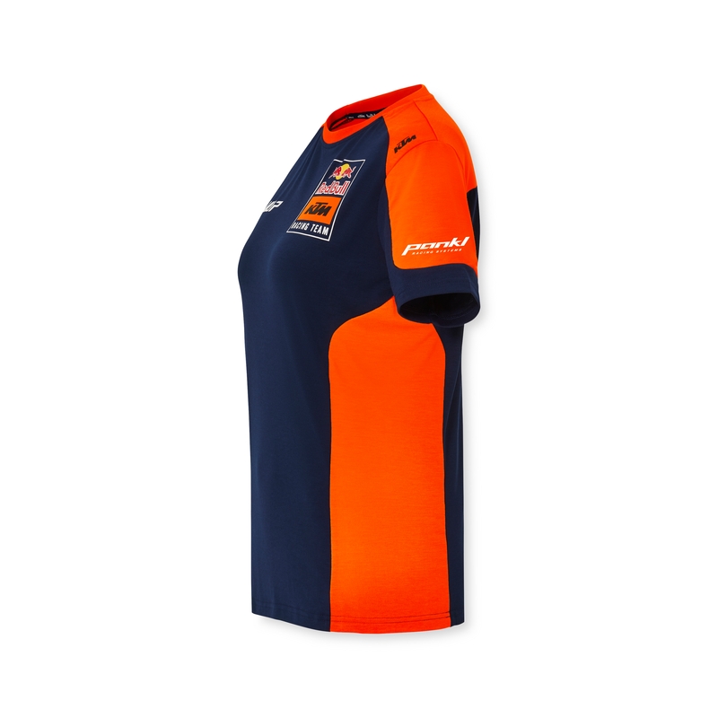 Moteriški KTM Replica Team marškinėliai mėlynai oranžiniai