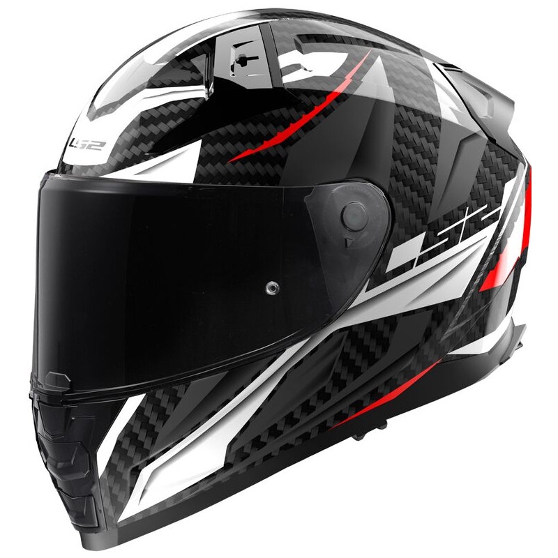 LS2 FF811 Vector II Carbon Savage baltai raudonai pilkas integralus motociklininko šalmas