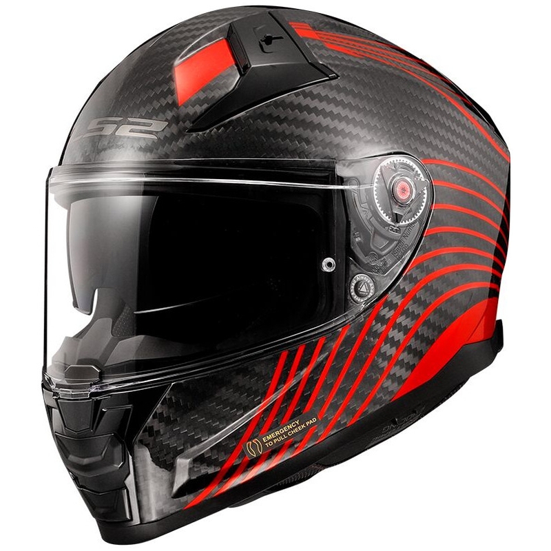 Integrální přilba na motorku LS2 FF811 Vector II Carbon Flux černo-červená