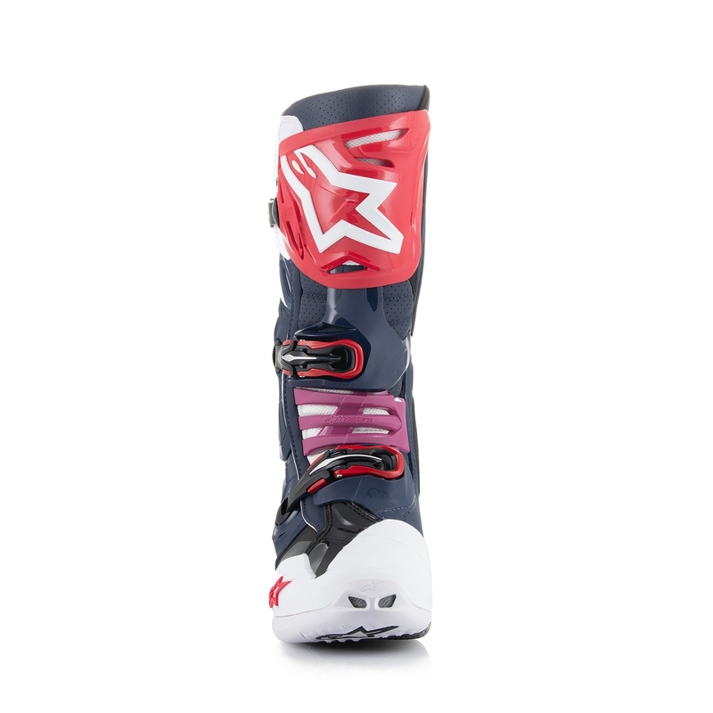"Alpinestars Tech 10 Supervented" perforuoti tamsiai mėlyni-balti-raudoni-violetiniai motociklininko batai