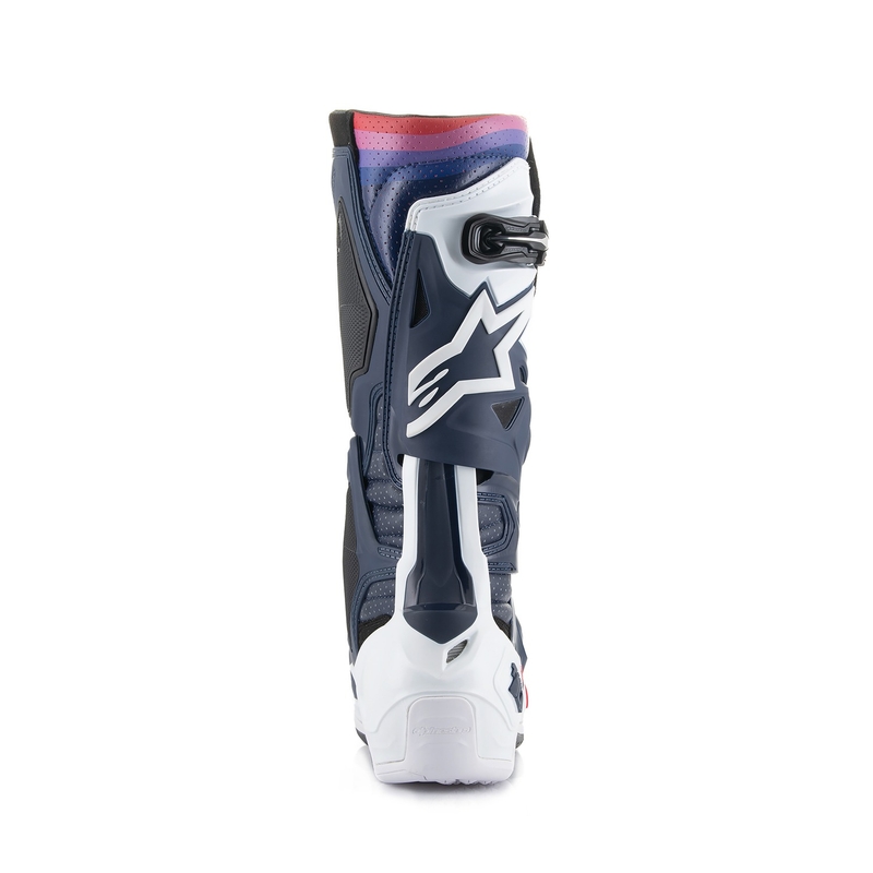 "Alpinestars Tech 10 Supervented" perforuoti tamsiai mėlyni-balti-raudoni-violetiniai motociklininko batai