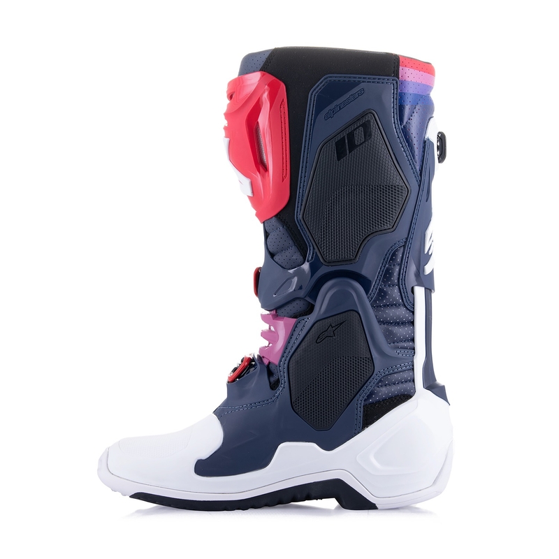 "Alpinestars Tech 10 Supervented" perforuoti tamsiai mėlyni-balti-raudoni-violetiniai motociklininko batai