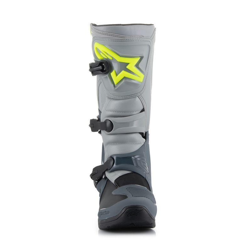 Alpinestars Tech 3 šviesiai pilkai-juodai-fluo geltoni motociklininko batai