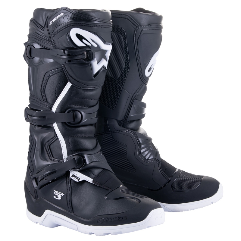 "Alpinestars Tech 3 Enduro" neperšlampami juodai balti motociklininko batai