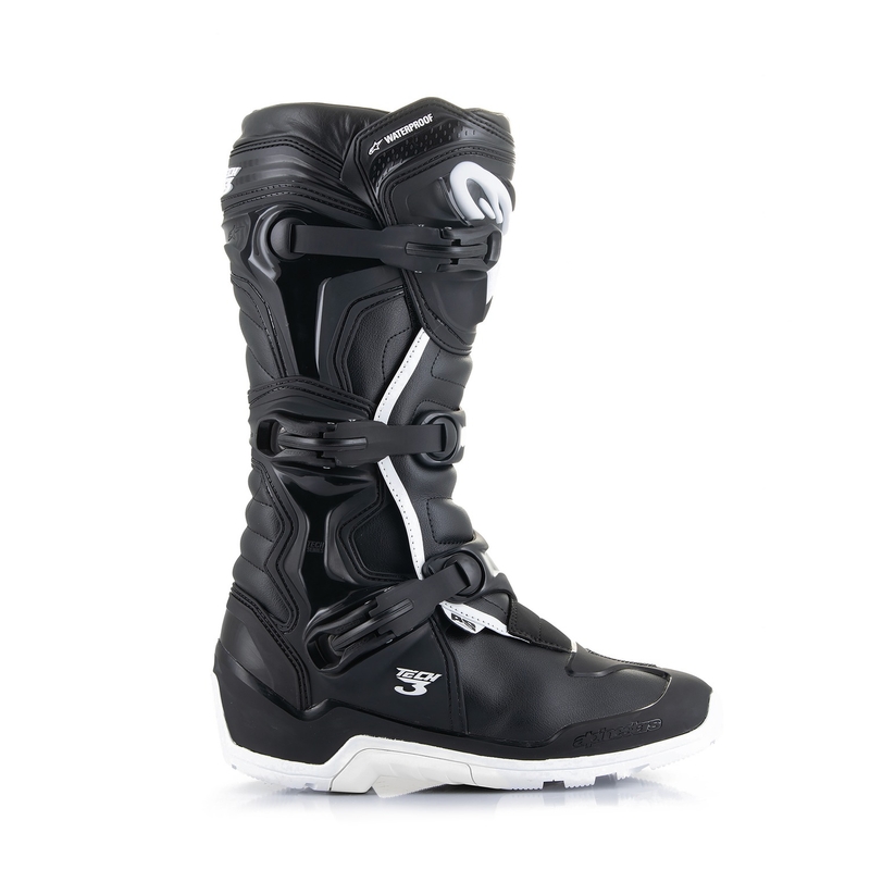 "Alpinestars Tech 3 Enduro" neperšlampami juodai balti motociklininko batai