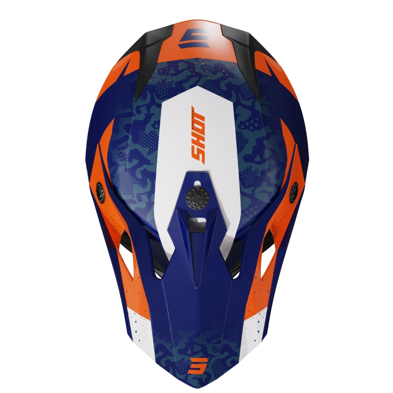 Motokrosová helma na motorku Shot Pulse Airfit modro-bílo-oranžová lesklá výprodej