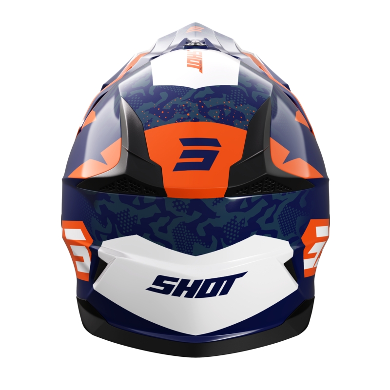 Motokrosová helma na motorku Shot Pulse Airfit modro-bílo-oranžová lesklá výprodej