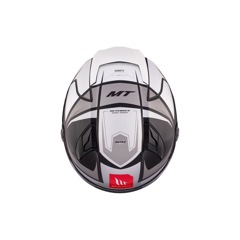 MT REVENGE 2 S HATAX B2 juodai pilkai baltas integralus motociklininko šalmas