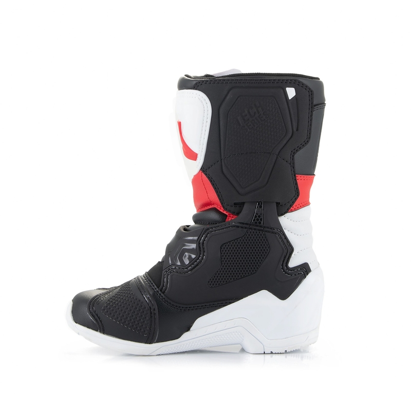 "Alpinestars Tech 3S Kids" juodos, baltos ir raudonos spalvų motociklininkų batai