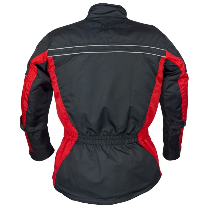 Vaikiška motociklininko striukė Roleff Taslan juoda-raudona