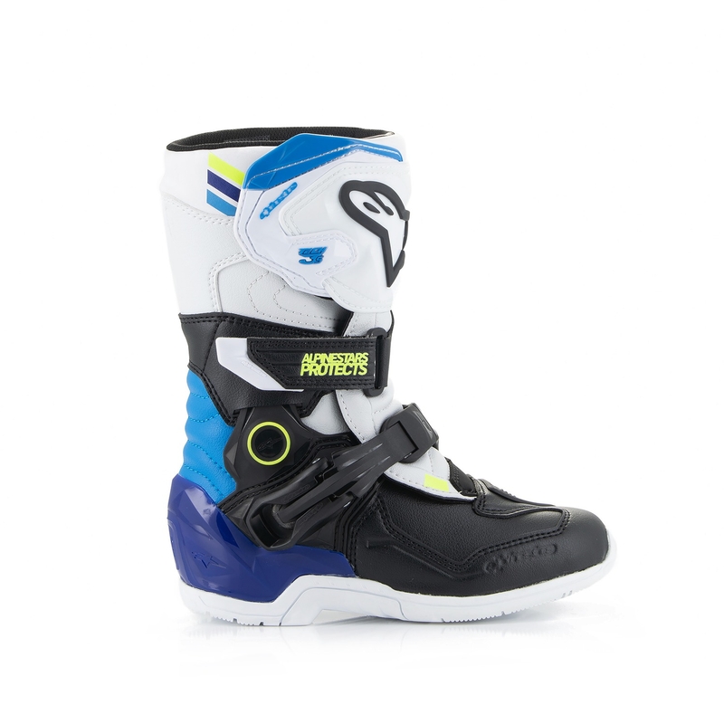 Alpinestars Tech 3S Kids baltai-juodai-mėlyni motociklininko batai