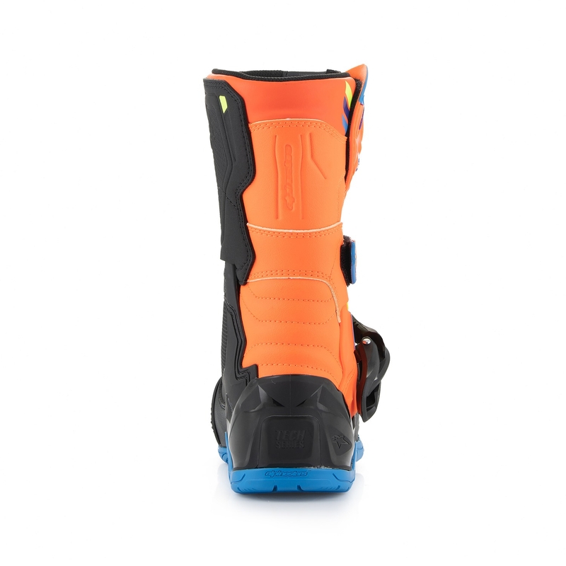 Alpinestars Tech 3S Kids fluo oranžiniai-mėlyni-fluo geltoni-juodi-juodi motociklininko batai