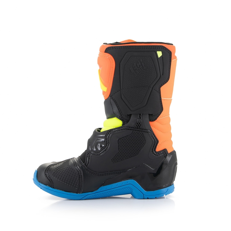 Alpinestars Tech 3S Kids fluo oranžiniai-mėlyni-fluo geltoni-juodi-juodi motociklininko batai