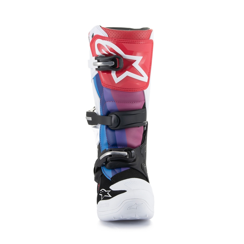 Alpinestars Tech 7 S vaikiški motokroso batai balta-juoda-raudona-mėlyna-violetinė