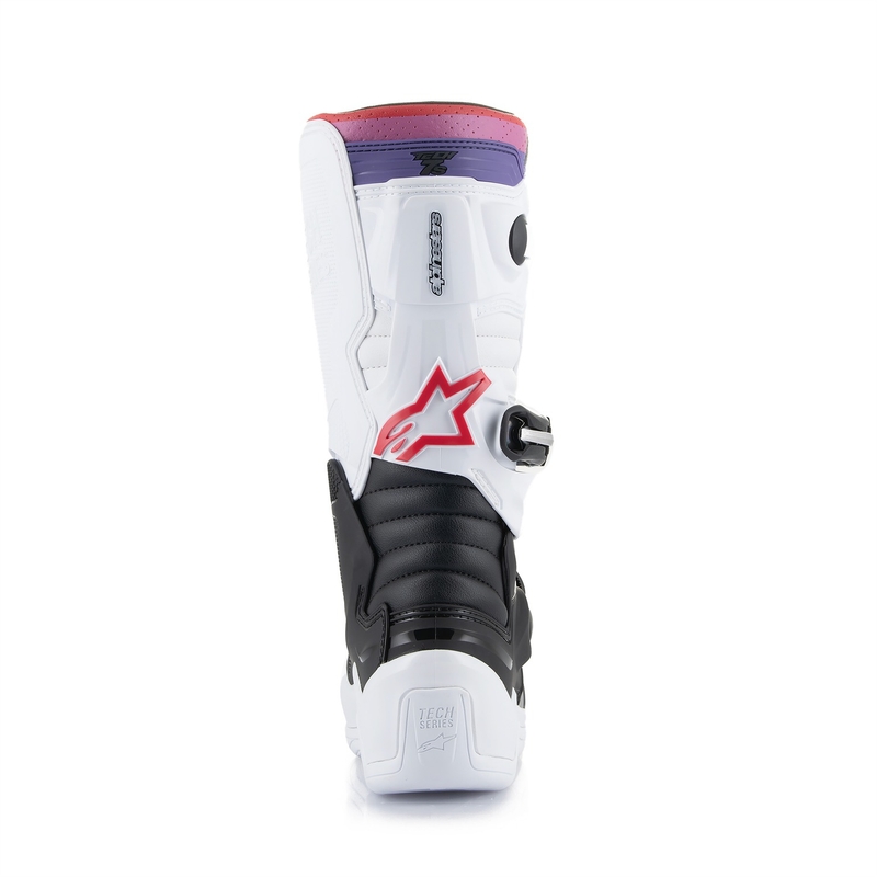 Alpinestars Tech 7 S vaikiški motokroso batai balta-juoda-raudona-mėlyna-violetinė