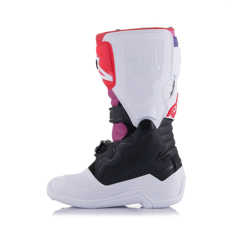Alpinestars Tech 7 S vaikiški motokroso batai balta-juoda-raudona-mėlyna-violetinė