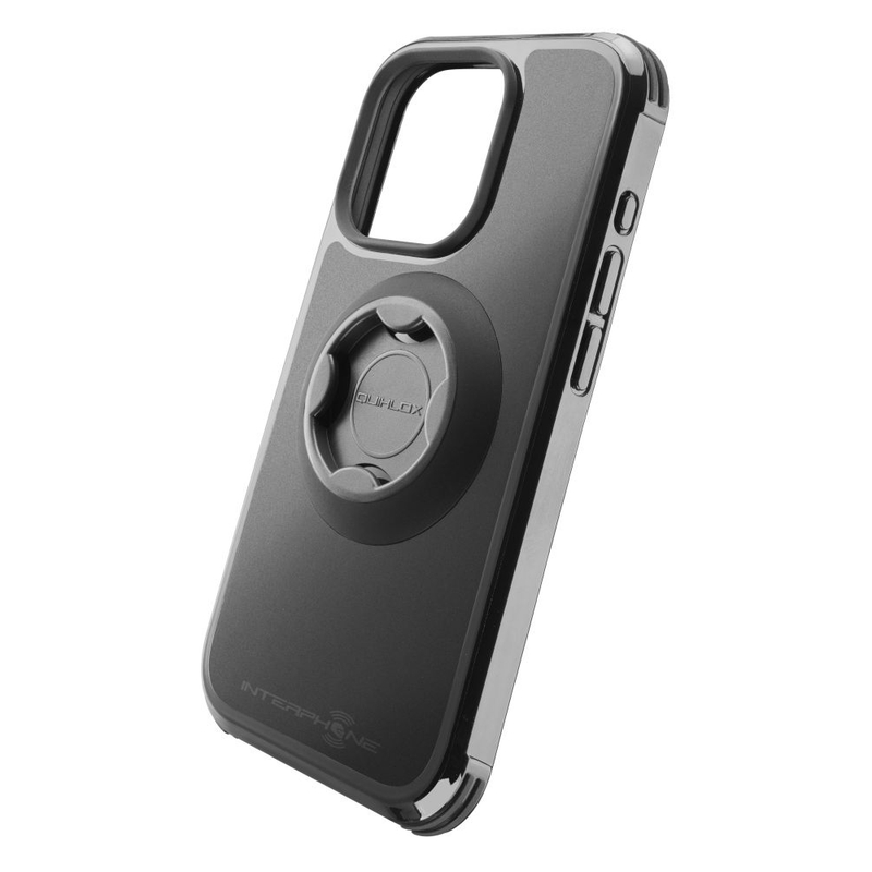 Apsauginis dangtelis "Interphone QUIKLOX Tetraforce" - "Apple iPhone 15 Pro Max", juodas