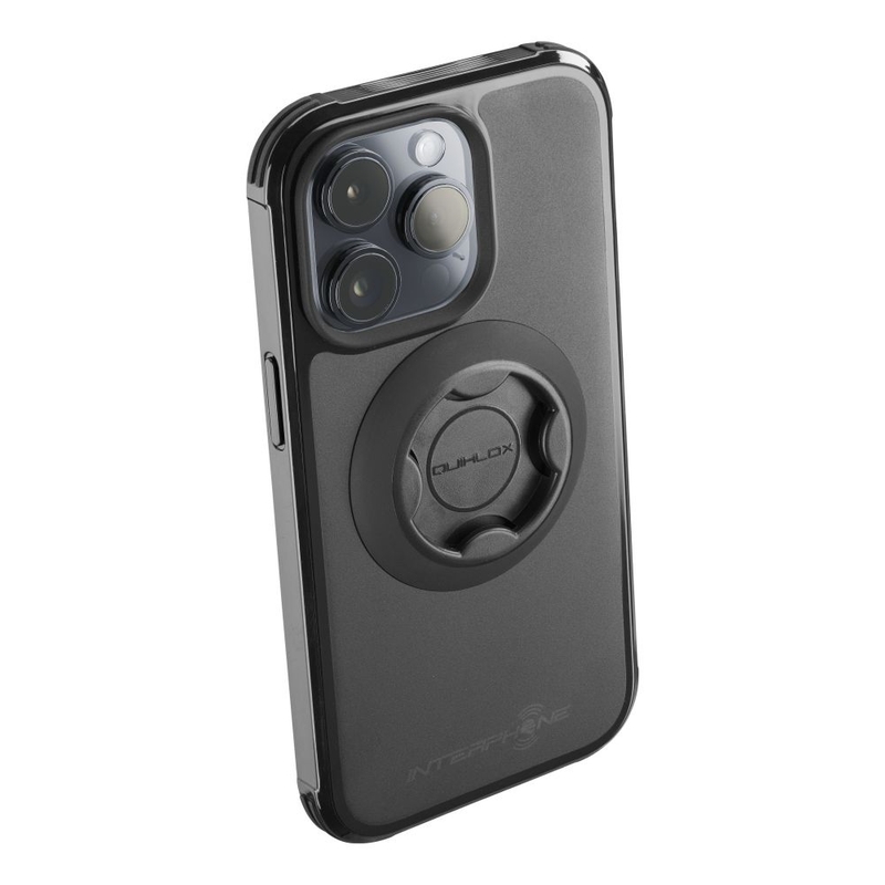 Apsauginis dangtelis "Interphone QUIKLOX Tetraforce" - "Apple iPhone 15 Pro Max", juodas