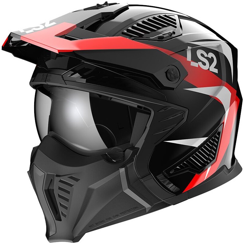 Motociklininko šalmas LS2 OF606 Drifter Triality juoda-raudona