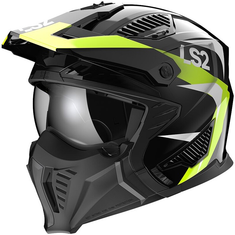 Motociklininko šalmas LS2 OF606 Drifter Triality black-fluo yellow