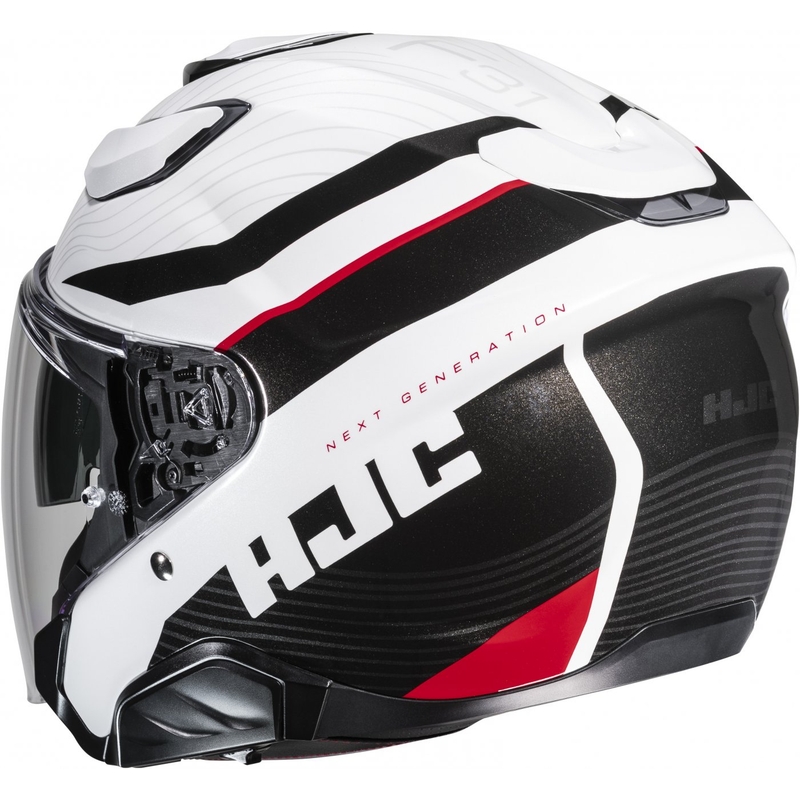 Atviras motociklininko šalmas HJC F31 Naby MC1 baltas-juodas-raudonas