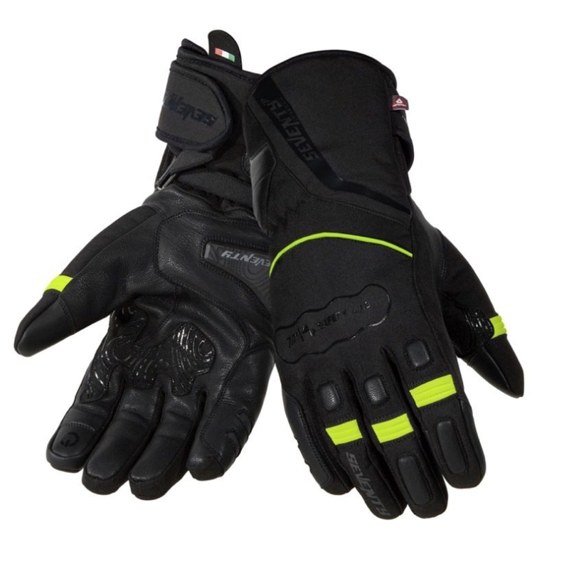 Motociklininko pirštinės SEVENTY DEGREES SD-T7 juoda-fluo geltona