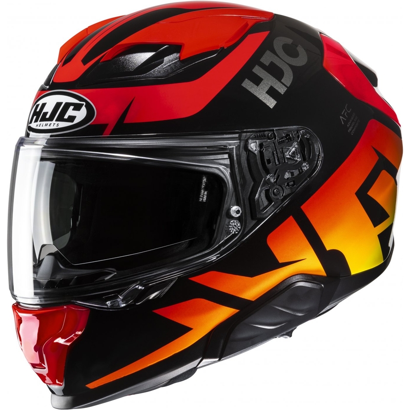 Integruotas motociklininko šalmas HJC F71 Bard MC1 juodas-raudonas-oranžinis