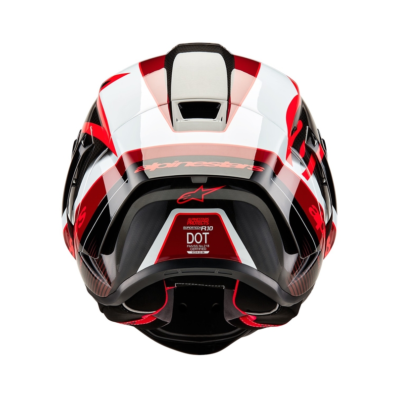 "Alpinestars Supertech R-10 Team" anglies raudonos ir baltos spalvos integralus motociklininko šalmas