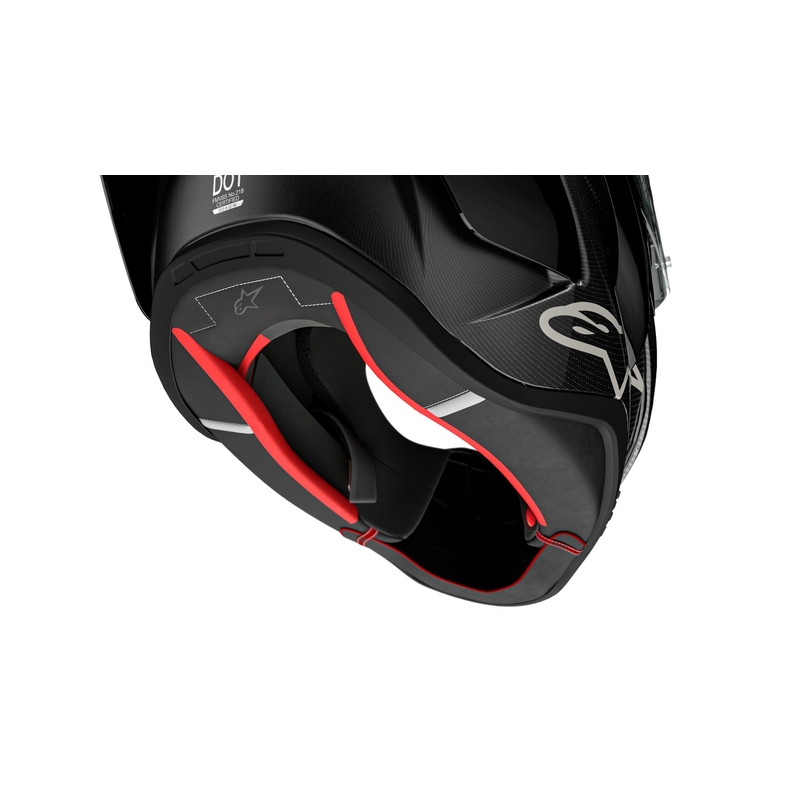 "Alpinestars Supertech R-10 Team" anglies raudonos ir baltos spalvos integralus motociklininko šalmas