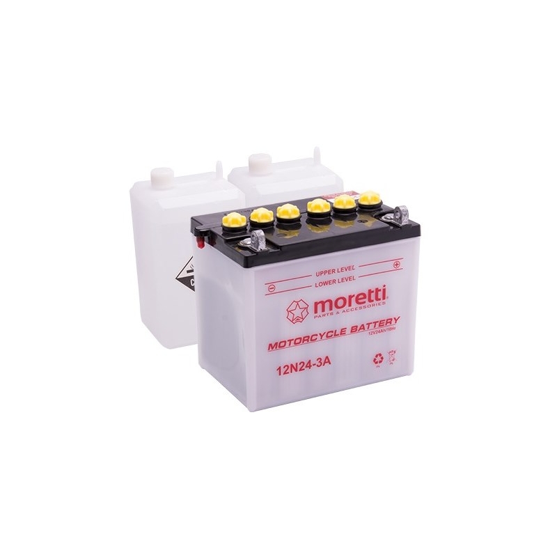 Konvenční motocyklová baterie Moretti 12N24-3A, 12V 24Ah výprodej