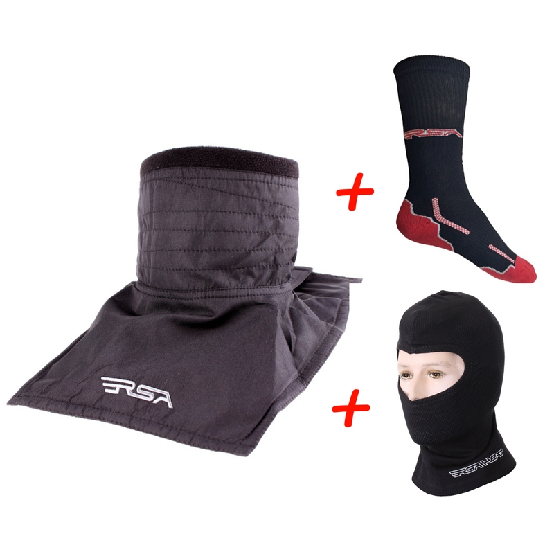 Rinkinys: RSA Soul kaklo šildyklė + RSA Heat termo balaklava + RSA Classic funkcinės kojinės
