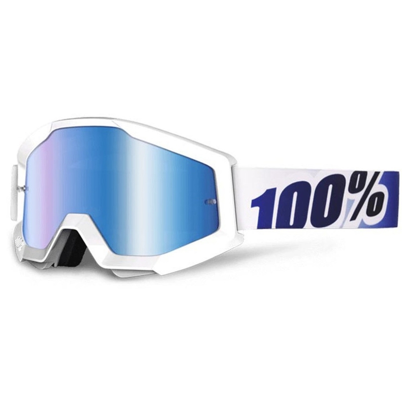 Brýle 100% Strata Equinox bílé (modré chrom plexi s čepy pro slídy)