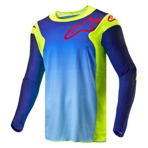 Alpinestars Racer Hoen fluo geltonai-mėlynai-raudoni motokroso marškinėliai